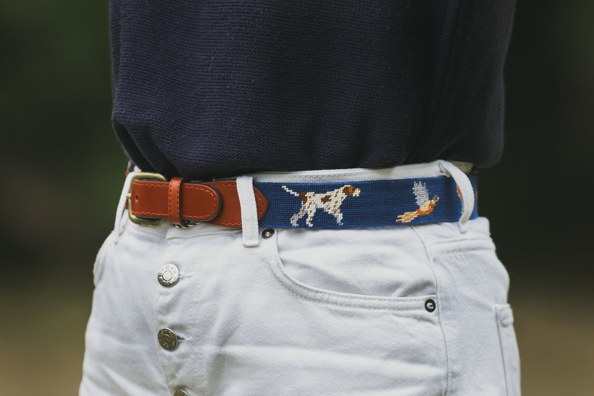 SMATHERS & BRANSON ニードルポイントベルト Smathers & Branson Bird Dog Needlepoint Belt – Glaze & Gordon