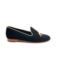 Rönner Mimosa Jockey Black & Gold Velvet Loafers - SECONDS