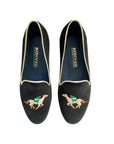 Rönner Mimosa Jockey Black & Gold Velvet Loafers - SECONDS