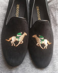 Rönner Mimosa Jockey Black & Gold Velvet Loafers - SECONDS
