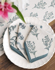 Pomegranate India Hicks Set of 4 Cotton Napkins - Thistle Dusty Sky