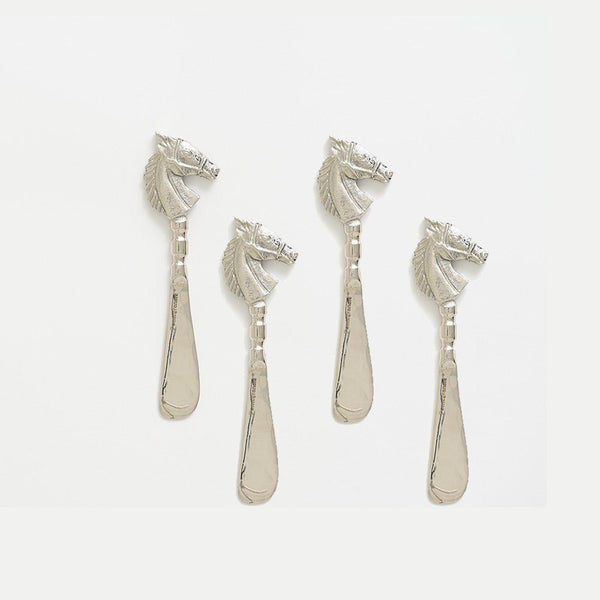 Pomegranate Silver Horse Head Cheese Knives (Set of 4)