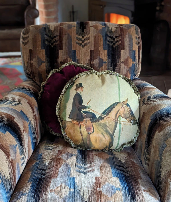 Munnings Limited Edition "My Wife My Horse" Round Velvet Cushion