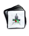 Pomegranate Derby Winner Embroidered Cocktail Napkins Set of 6