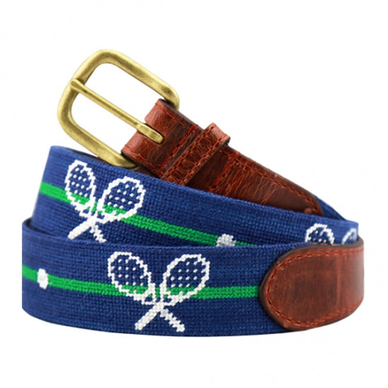 Smathers & Branson Crossed Tennis Racquets Needlepoint Belt