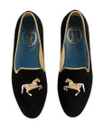Rönner Mimosa Horse Black & Gold Velvet Loafer