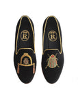 Rönner Mimosa Beetle Black & Gold Velvet Loafer