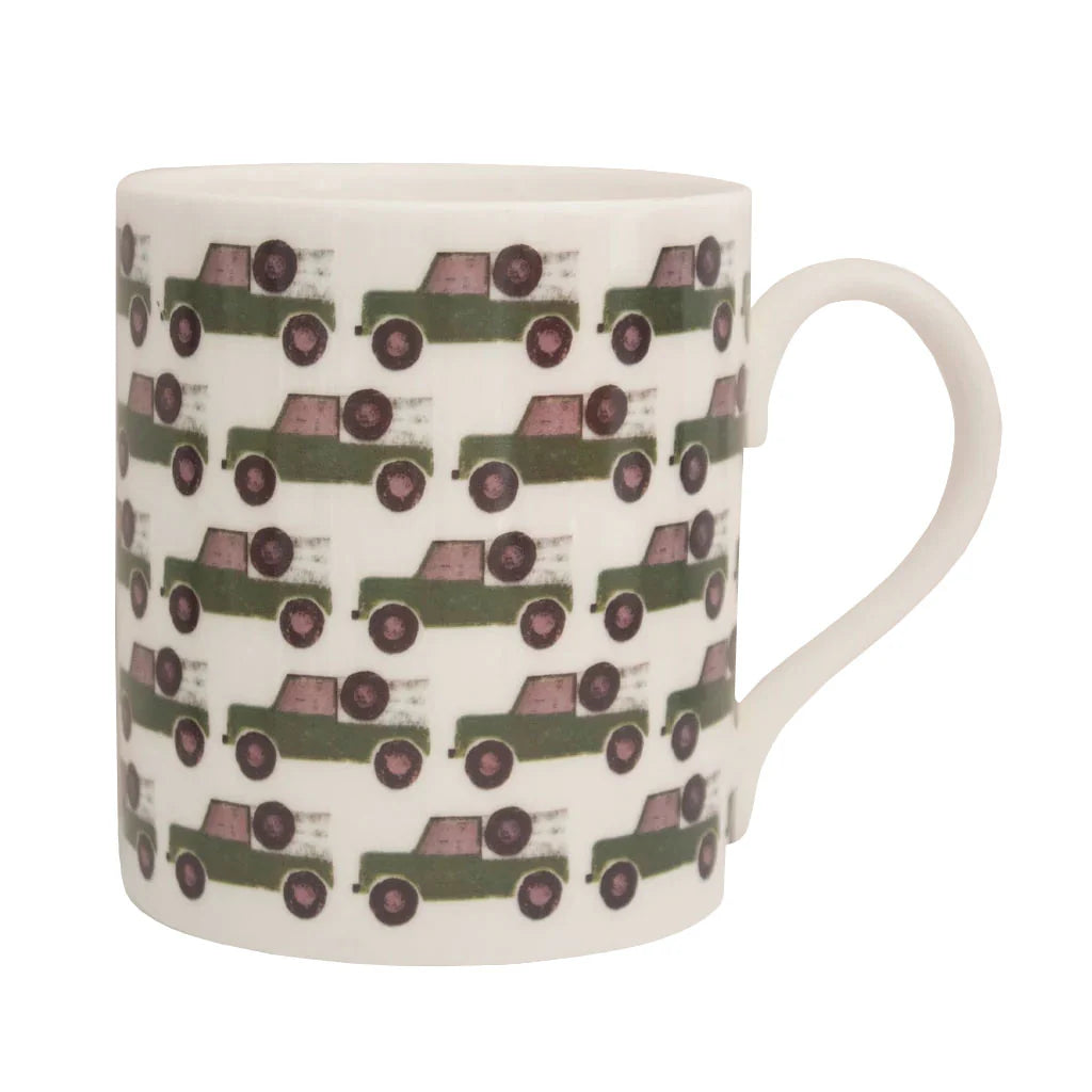 Glaze &amp; Gordon Izzi Rainey Collection Green Land Rover Repeat Mug