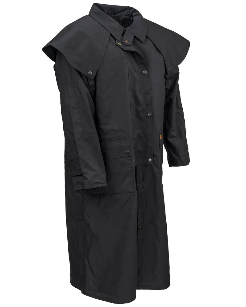 Outback Unisex Long Oilskin Coat - The Low Rider Duster - Black - LAST CHANCE!