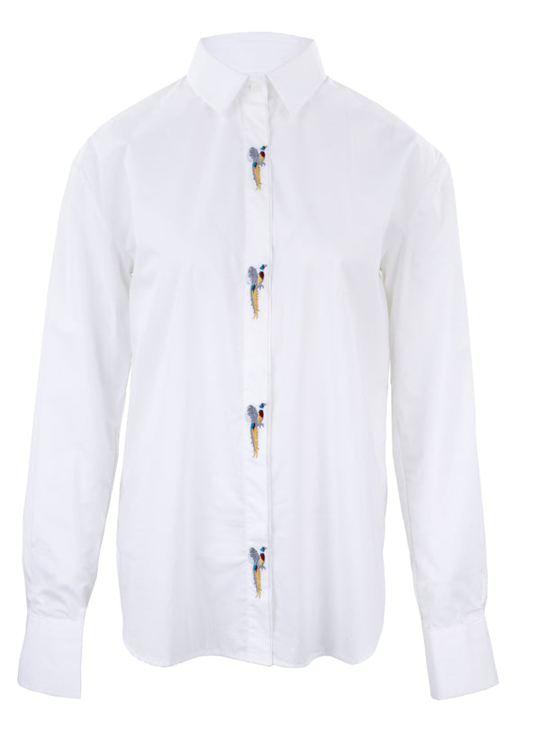 Hartwell Abigail Embroidered Pheasants Shirt