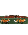 Glaze & Gordon Needlepoint Fox Dog Collar by Smathers & Branson