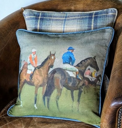 Munnings Limited Edition "Before the Start" Square Cushion