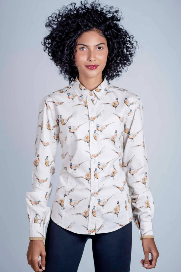 Hartwell Layla Beige Pheasants Print Shirt