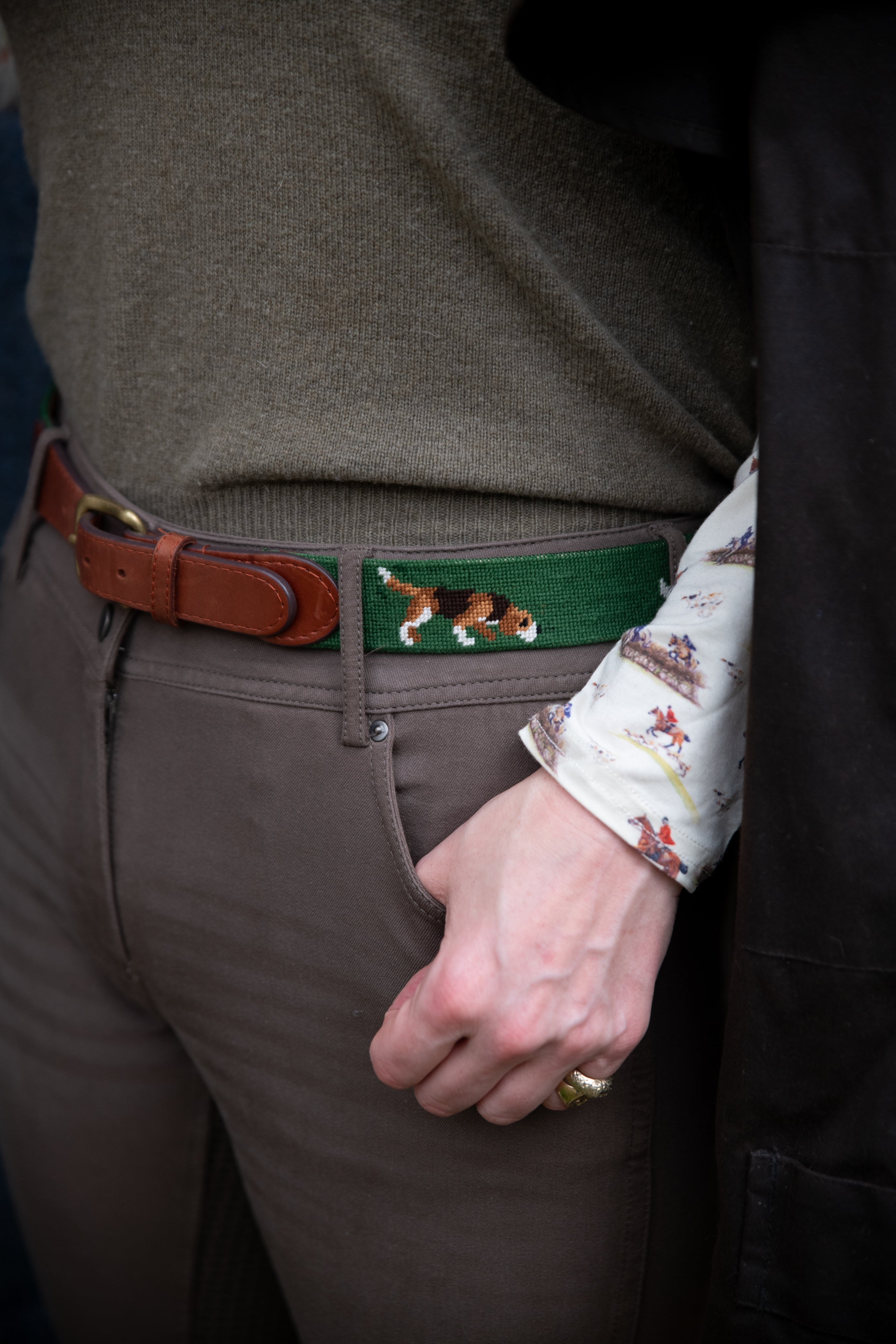 Smathers & Branson Fox and Hound Needlepoint Belt - Seen in The