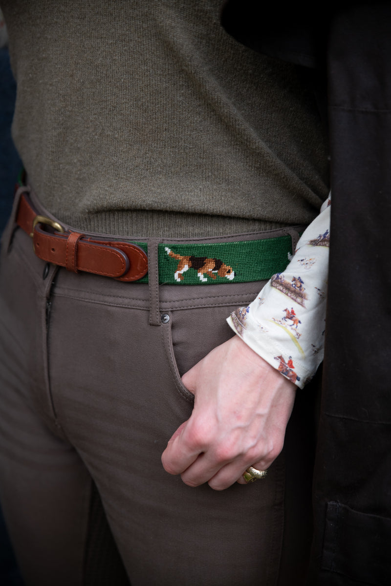 Smathers & Branson Fox and Hound Needlepoint Belt - Seen in The Field Magazine.