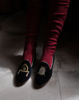 Rönner Mimosa Beetle Black & Gold Velvet Loafer