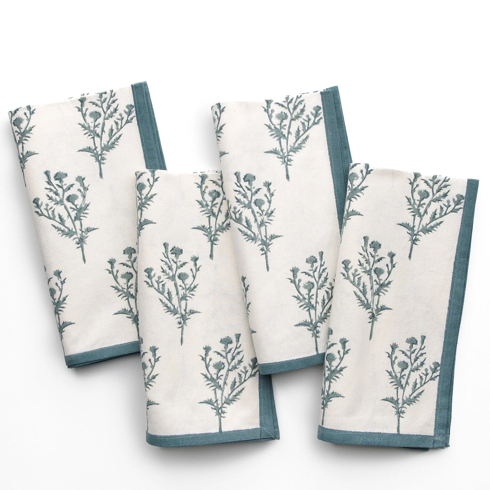 Pomegranate India Hicks Set of 4 Cotton Napkins - Thistle Dusty Sky