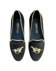 Rönner Mimosa Jockey Black & Gold Velvet Loafers