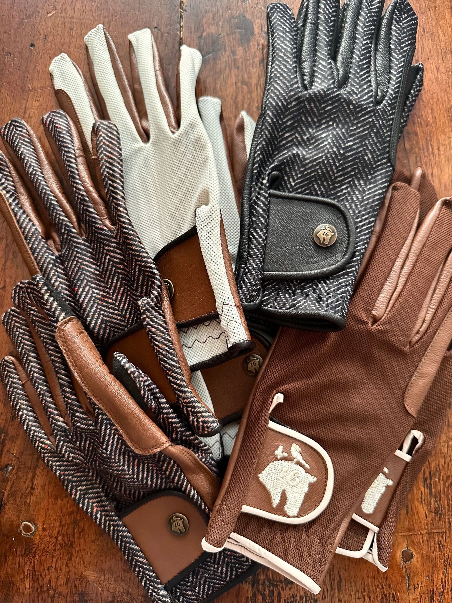 Sixteen Cypress Leather &amp; Mesh Riding Gloves