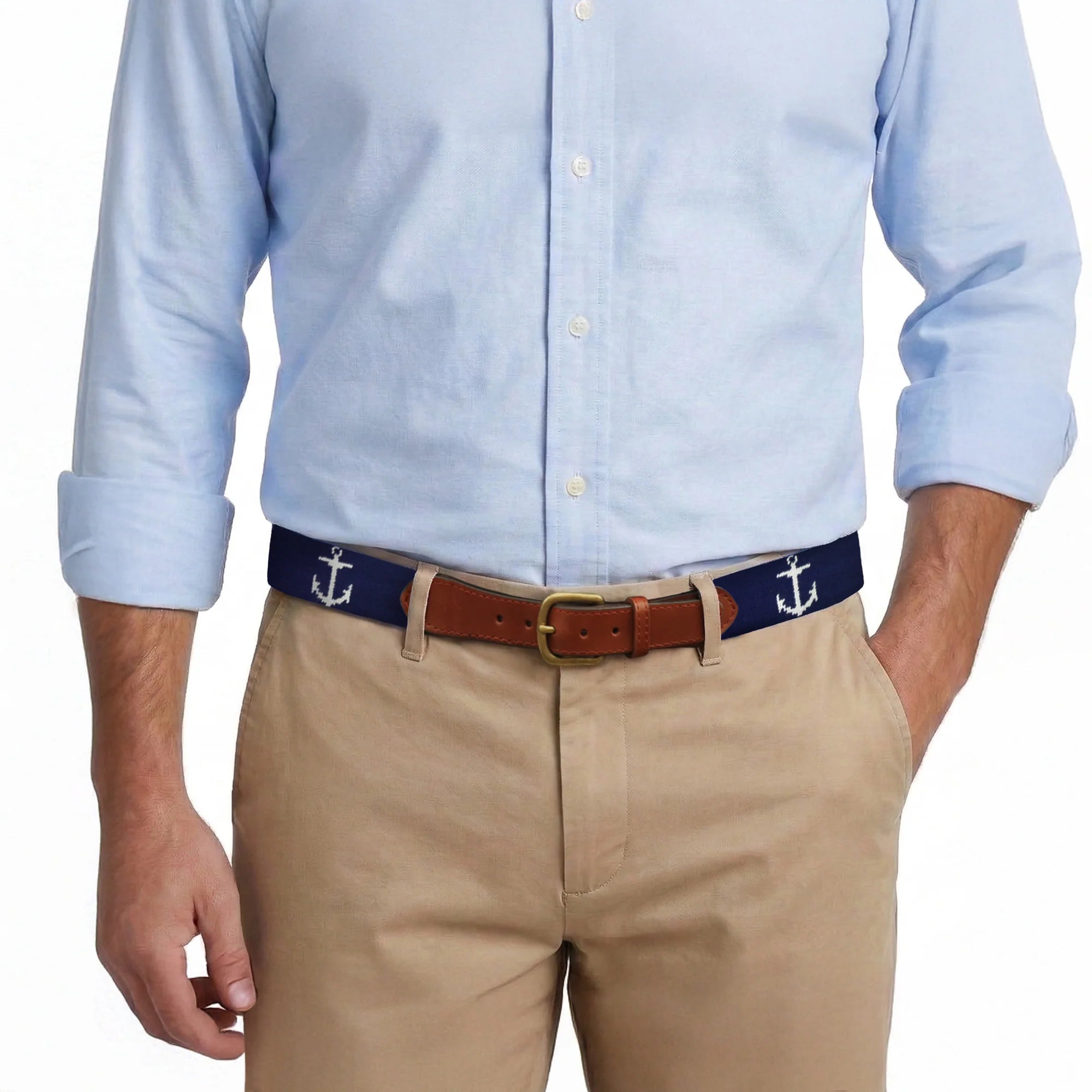 Smathers &amp; Branson Anchor Needlepoint Belt