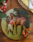 Munnings 'Unsaddling at Epsom' Round Glass Worktop Saver