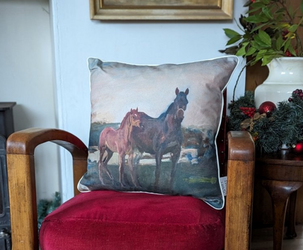 Munnings "Mare and Foal" Square Cushion