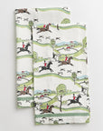 Pomegranate Set of 4 Cotton Napkins – Hunt Scene Green Ribbon