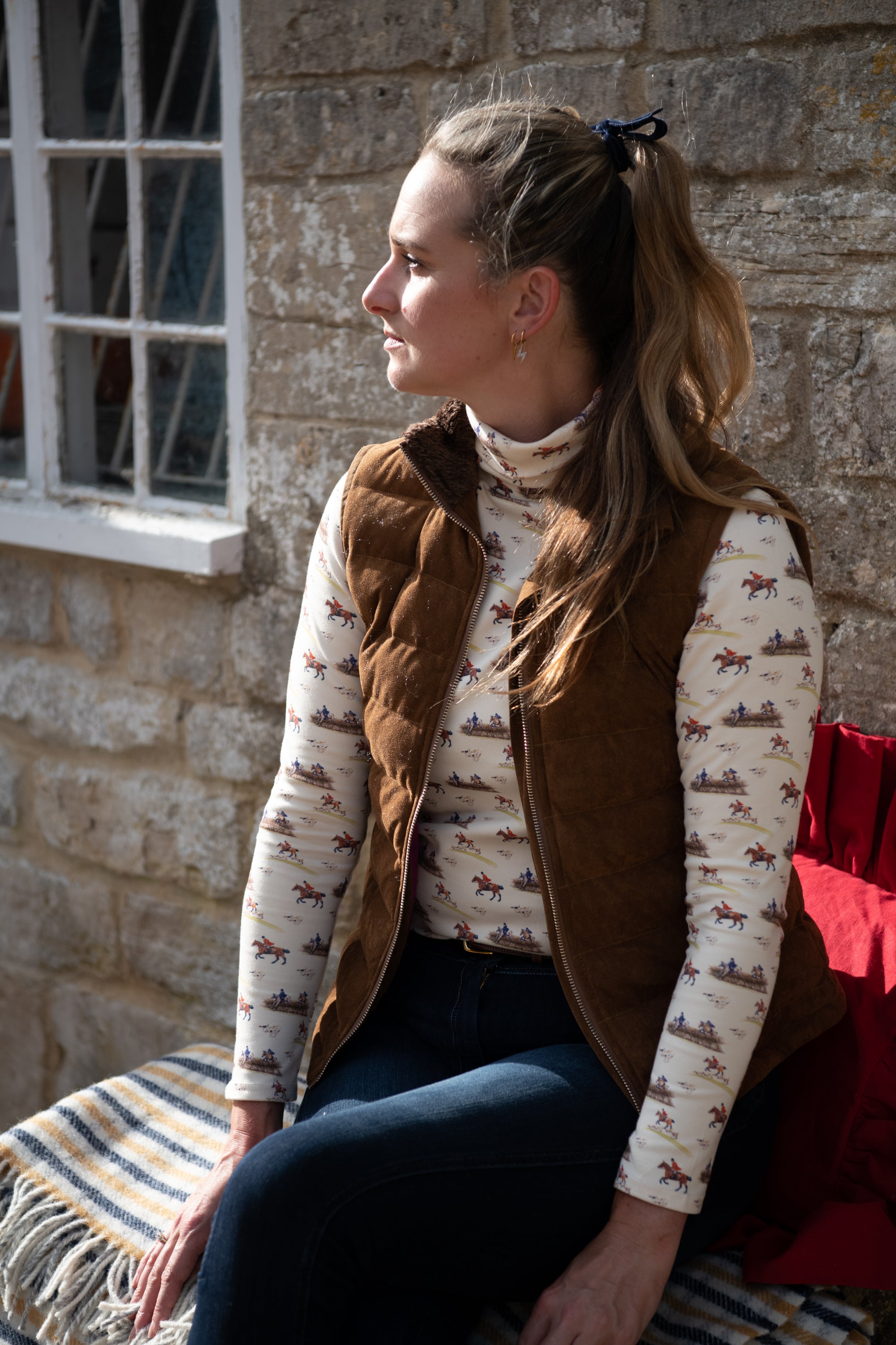 Ginger &amp; Jardine X Glaze &amp; Gordon Ruth Buchanan Collection &#39;The Hunt Jump&#39; Cosy Roll Neck