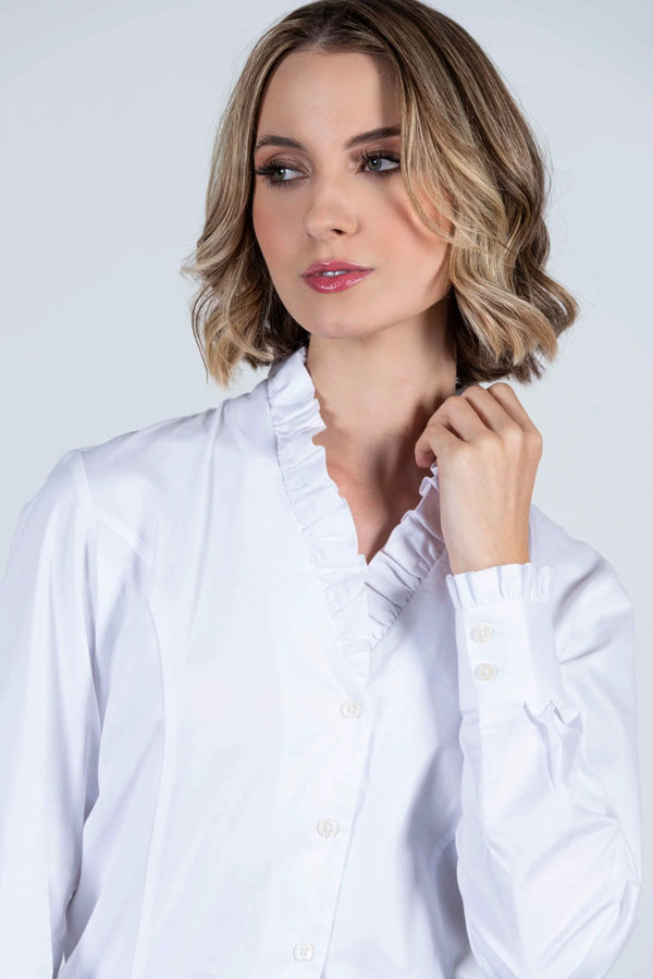 Hartwell Suzanne White Cotton Sateen Shirt