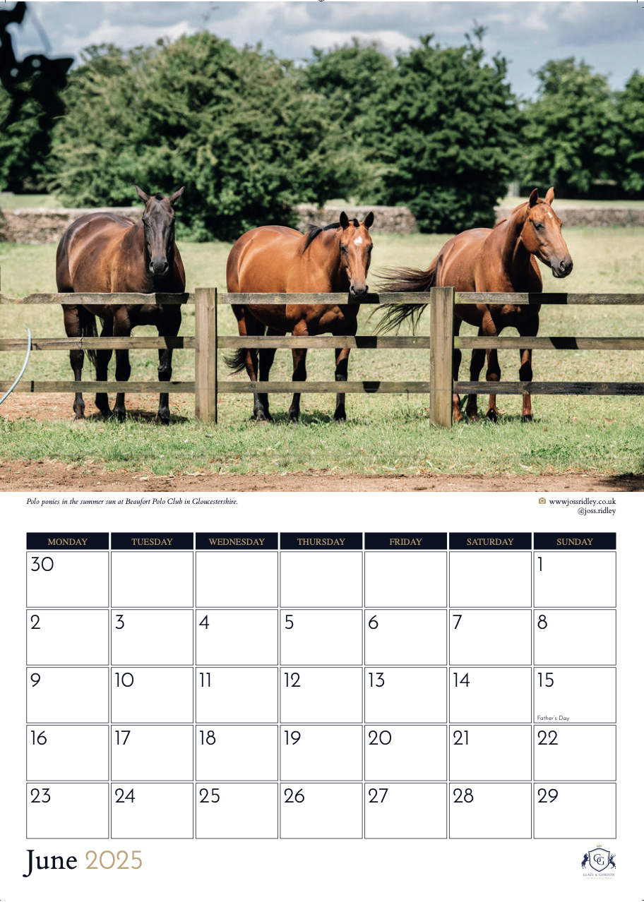 Glaze &amp; Gordon Equestrian Charity Calendar 2025