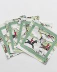 Pomegranate Hunt Scene Green Ribbon Cocktail Napkins - Set of 4