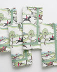 Pomegranate Set of 4 Cotton Napkins – Hunt Scene Green Ribbon