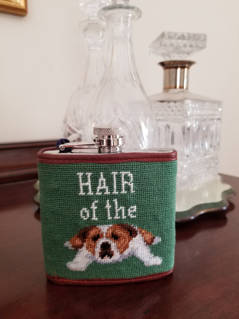 Smathers & Branson Hair of the Dog Needlepoint Hip Flask