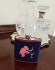 Smathers & Branson Elephant Martini Needlepoint Hip Flask