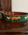 Glaze & Gordon Needlepoint Fox Dog Collar by Smathers & Branson