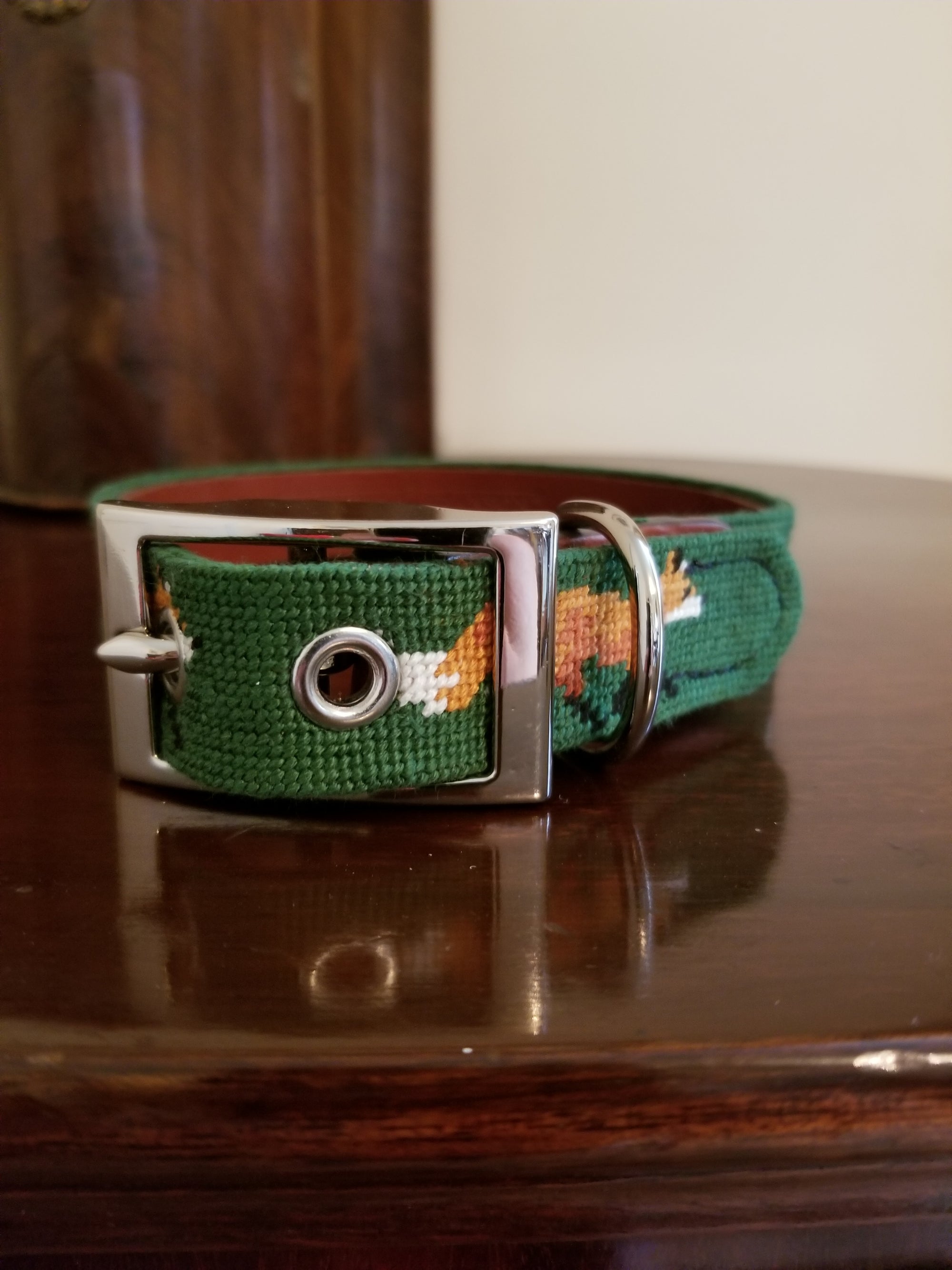 Glaze &amp; Gordon Needlepoint Fox Dog Collar by Smathers &amp; Branson