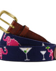 Smathers & Branson Elephant Martini Needlepoint Belt - Seen in Country Life Magazine