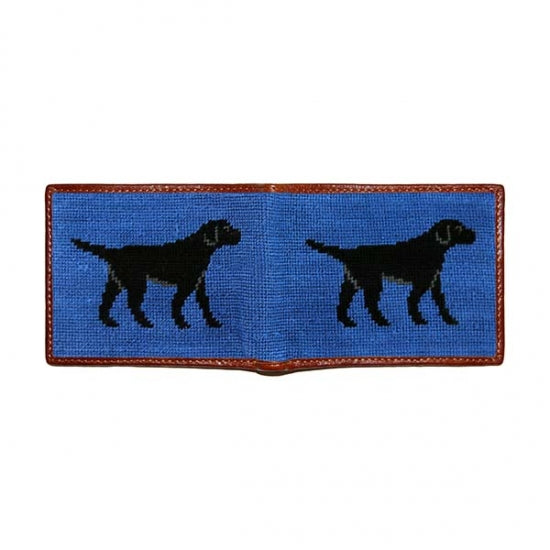 Smathers &amp; Branson Black Labrador Needlepoint Bi-fold Wallet