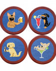 Smathers & Branson Booze Hounds Needlepoint Coaster Set