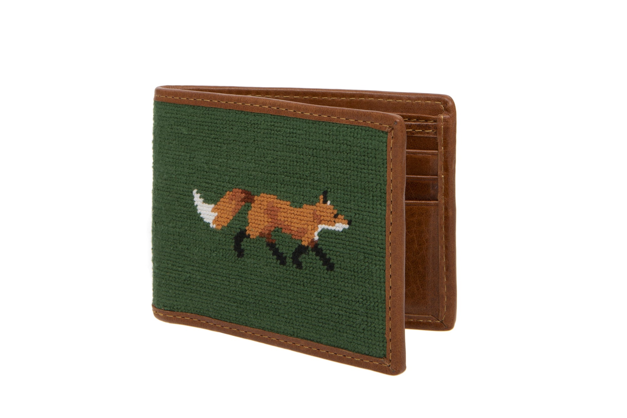 Smathers &amp; Branson Fox Needlepoint Bi-fold Wallet