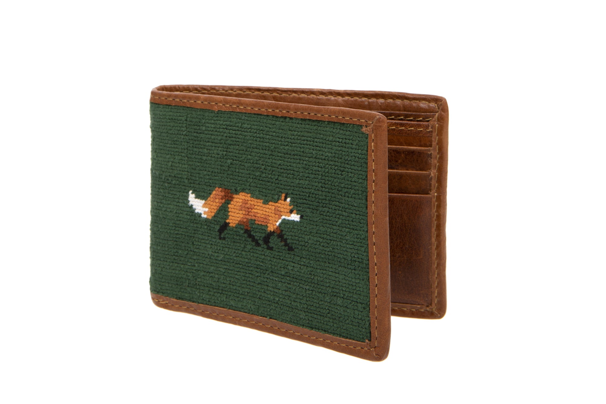 Smathers &amp; Branson Fox Needlepoint Bi-fold Wallet