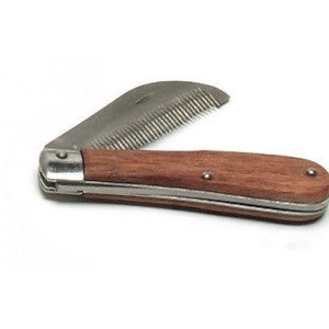 Equi-Essentials Folding Stripping Comb with Wooden Handle