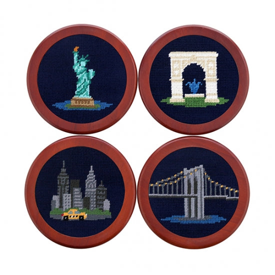 Smathers & Branson New York Landmarks Needlepoint Coaster Set