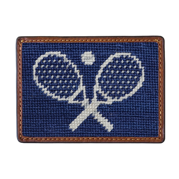 Smathers &amp; Branson Crossed Racquets Needlepoint Card Wallet