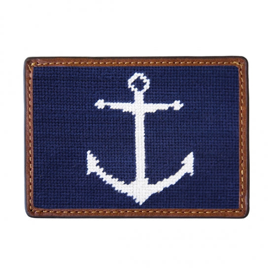 Smathers &amp; Branson Anchor Needlepoint Card Wallet