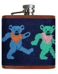 Smathers & Branson Dancing Bears Needlepoint Hip Flask