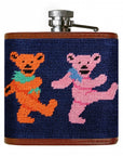 Smathers & Branson Dancing Bears Needlepoint Hip Flask