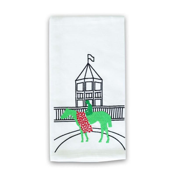 Pomegranate Embroidered Derby Winner Tea Towel