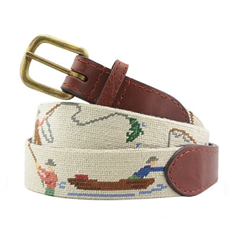 Smathers &amp; Branson Gone Fishing Needlepoint Belt (Khaki)