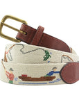 Smathers & Branson Gone Fishing Needlepoint Belt (Khaki)